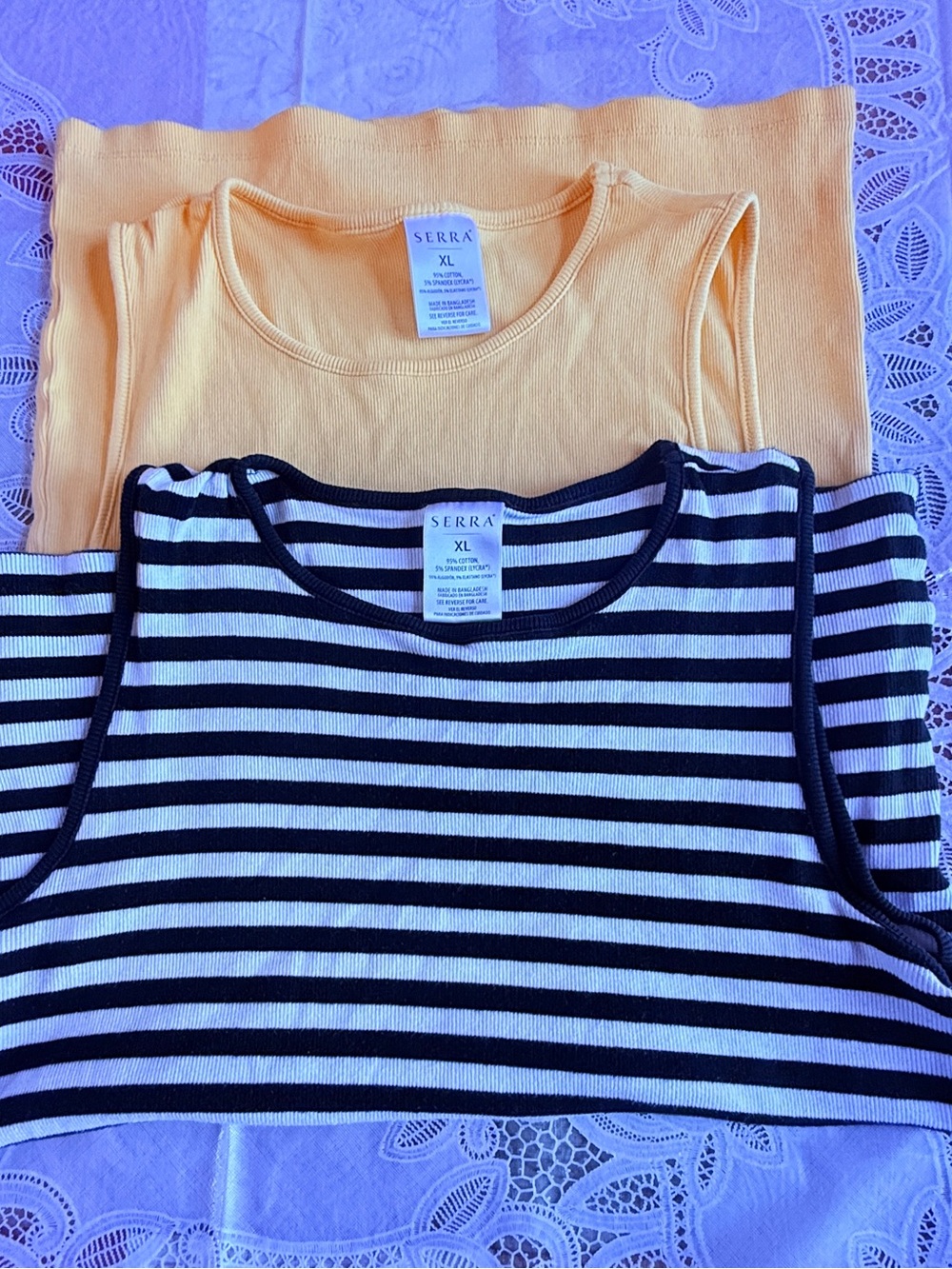 Serra Yellow Tank & Black-White Striped Tank Top Set